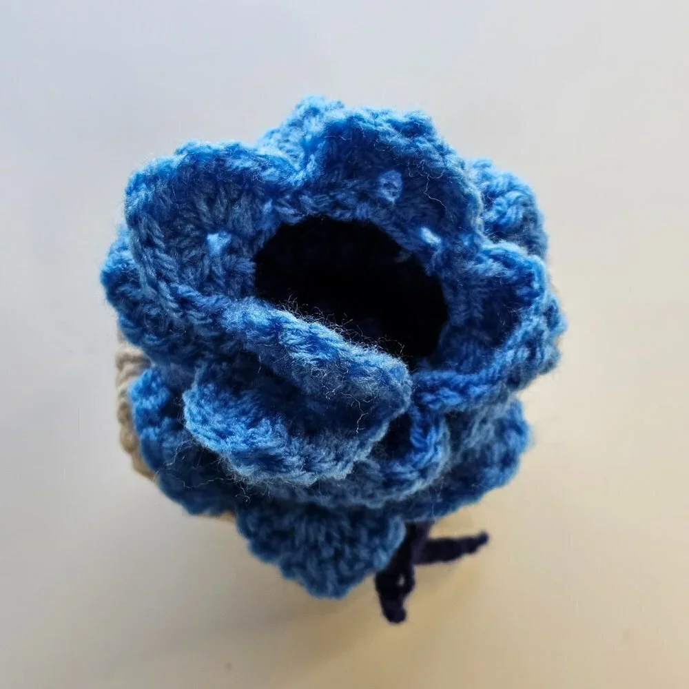 Crochet Blue Flower Coasters with Basket -NEW
